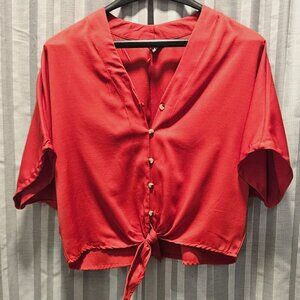 Ladies Button up with Tie at waist Shirt